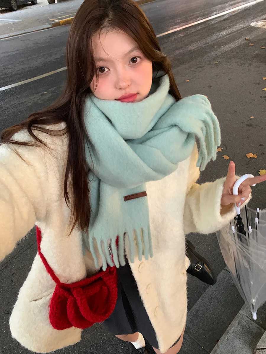 Fashionable Woolen Knit Scarf For Women Autumn And Winter Thickened Warm Scarf With A HighEnd Feel Versatile ShXJ250905