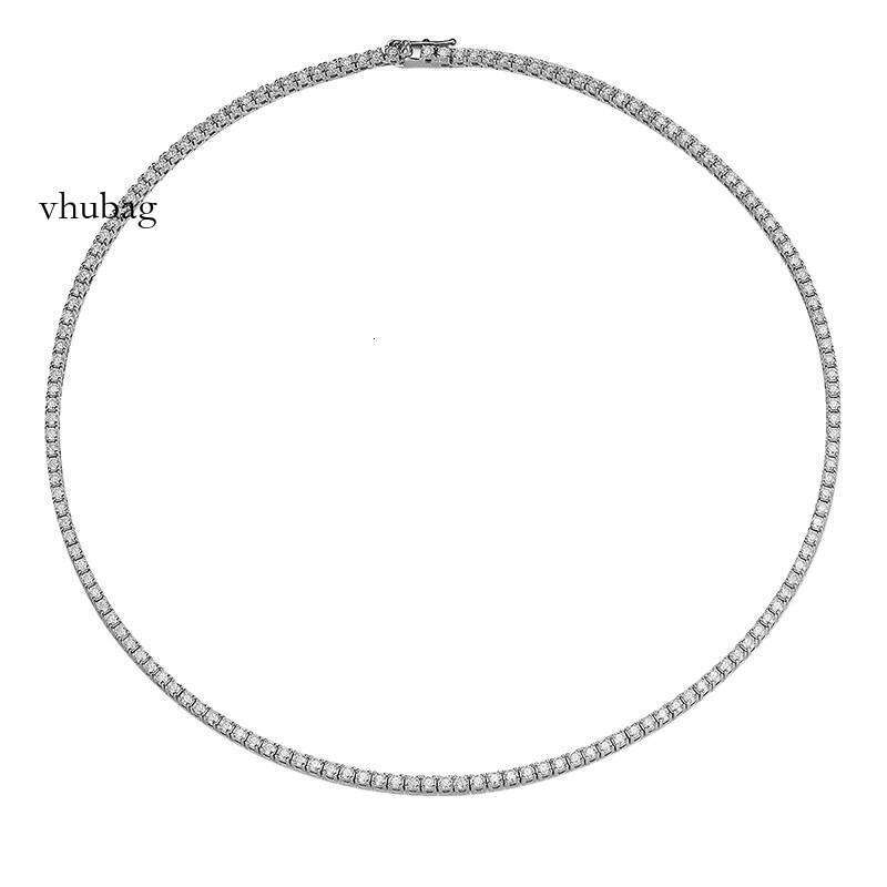 0.3ct MOISSANITE Chain Iced Out Chains Sterling Sier 2mm Stone Tennis Necklace