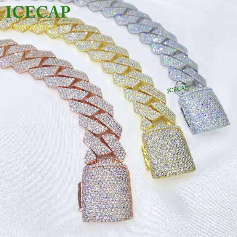 Wholesale 20MM VVS Moissanite Gold Plated Sier Bracelet Men Hip Hop Style Iced Out Dia Cuban Link Bracelets