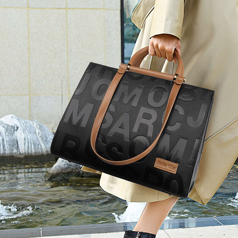 Tote New Fashion Commuter Large Capacity Women's Bag Embossed Letter Ladies Handbag Can Be Shoulder Crossbody