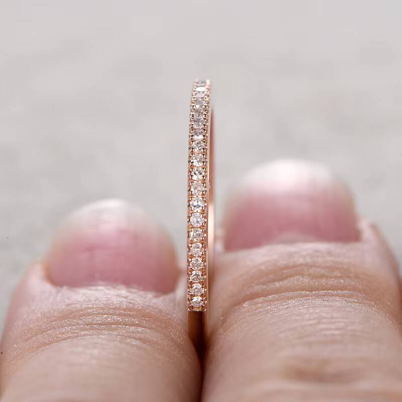 18k Rose Gold Halo Diamonds 1ctw Engagement Ring Moissanite Ring Band