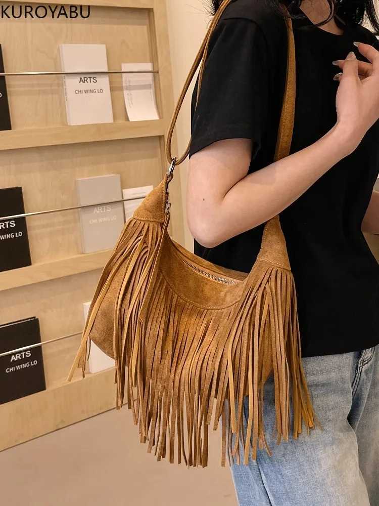 Fashion Vintage Tassel Crossbody Shoulder Bags Women Suede Small Handabg and Purse Female Large Capacity Design Hobos Bag Z250903