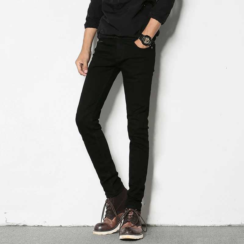 Fashion Mens Slim Fit Denim Pencil Pants High Quality Black White Skinny Stretch Jeans Mens High Street Jeans Four Season W250905