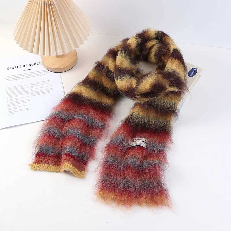 New Dopamine Striped Splicing Warm Women Scarf Autumn Winter Thick Thermal Fashion Tren Females Scarves Soft Warm MufflerXJ250905