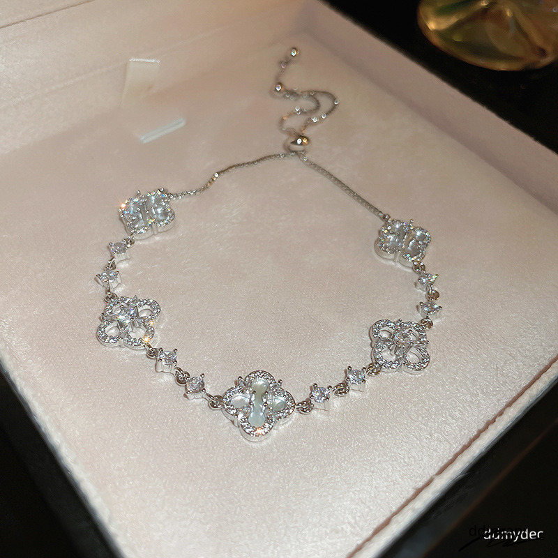 Sier Tone Flower Link Bracelet With Crystal Accents Elegant Graduation Jewelry Gift For Her High Quality And ddmydec Delicate Accessory ddmydec