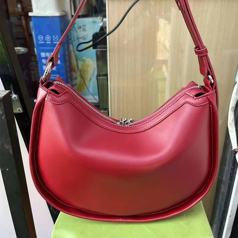 Designer Women's 2025 New Genuine Leather Women Shoulder Bag High Quality Cowhide Half Moon Handbags Crossbody Bags