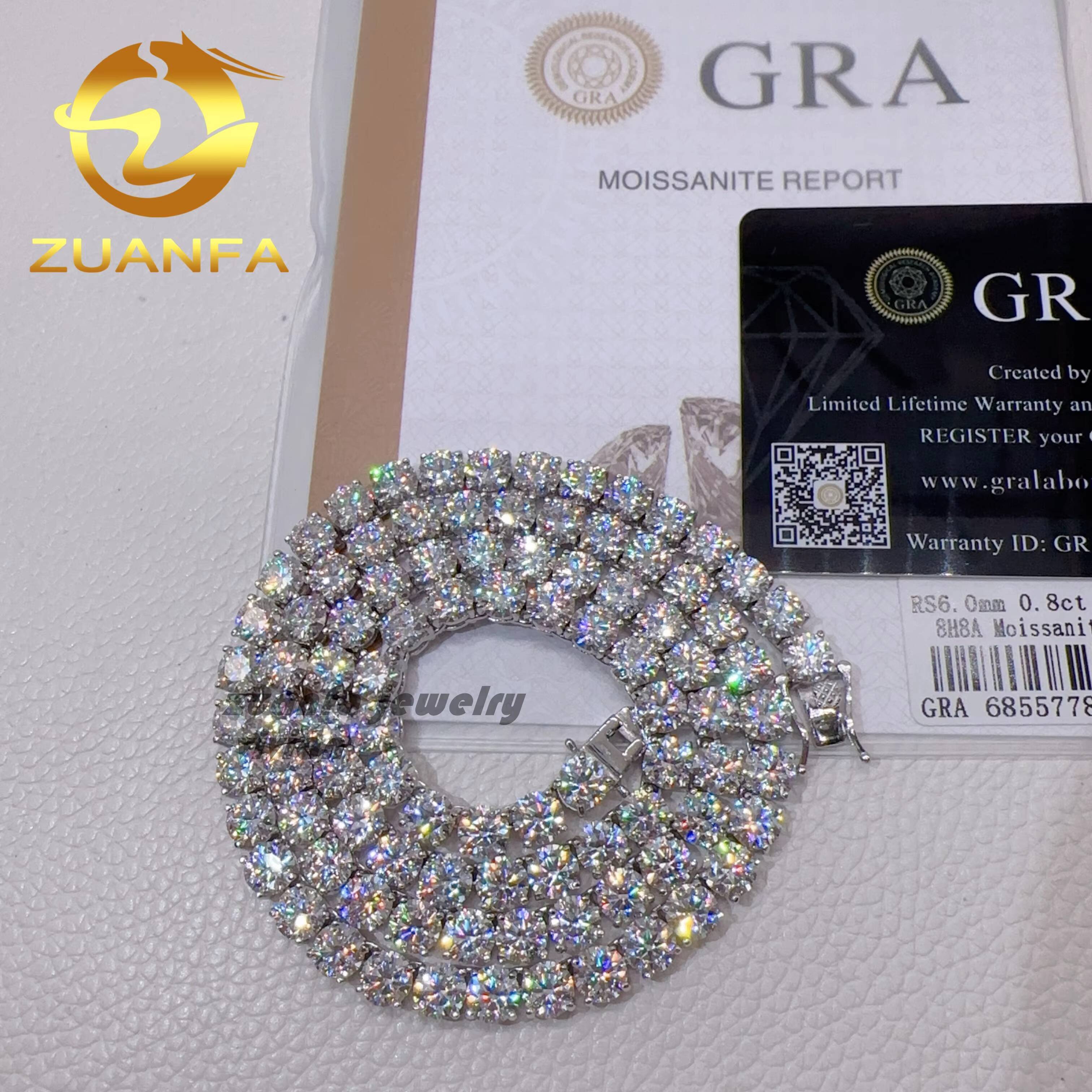 Pass Diamond Tester 18k Gold Plated 925 Silver Tennis Necklace Vvs Moissanite Tennis Chain