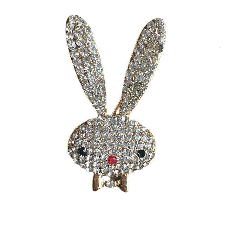 Fashion Hot-Selling Cute Little White Rabbit Rhinestone for Women High-End Suit Sweater Brooch Accessory Versatile Clothing Pin