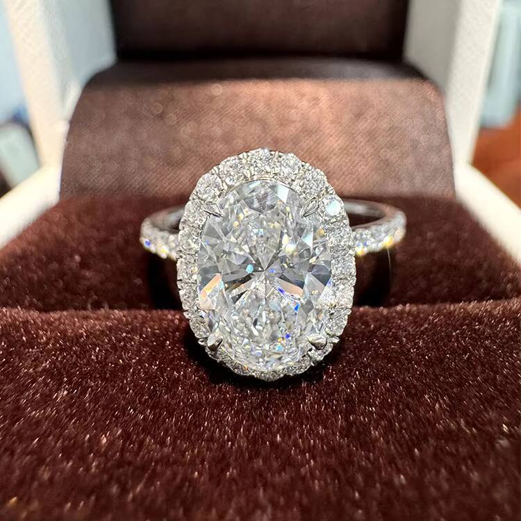 VOAINO Igi Certified CVD HPHT Lab Grown Diamond Gold Engagement Ring for Women Oval Diamond Ring with Sparkling Halo