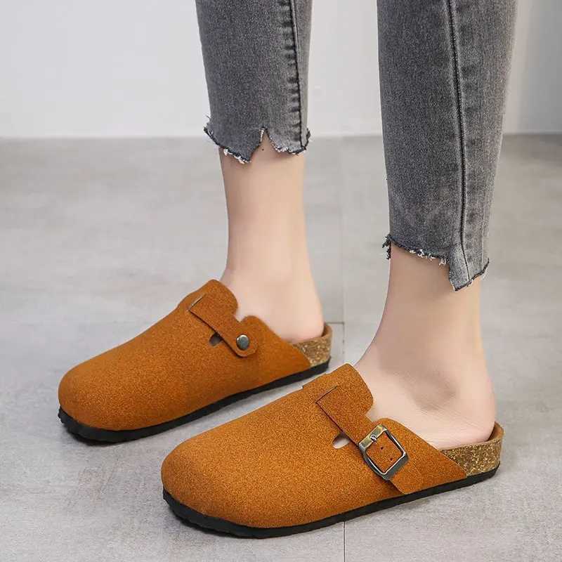Comemore Sandals Women 2022 Mules Slippers Retro Suede Sandals Solid Color Men Womens Shoes Light Comfortable Slipper Clogs 45 W250905