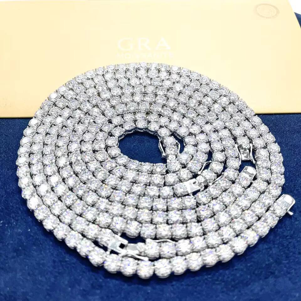 Fine Moissanite Jewelry 65MM With 925 Sterling Silver D Vvs1 Diamond Necklaces Moissanite Tennis Chain Bracelets for Men Women