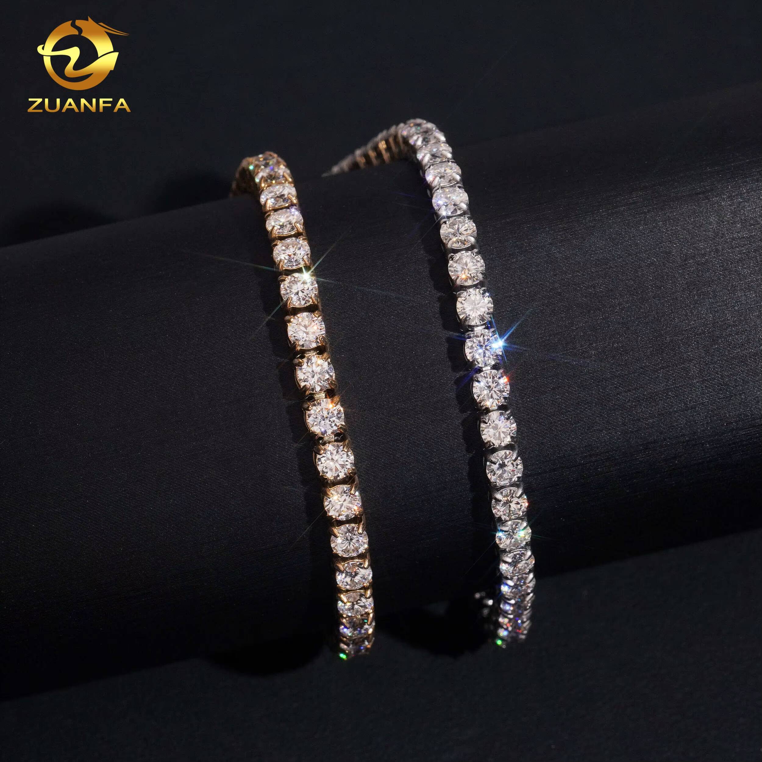High Quality VVS Moissanite Necklace 4mm Bracelet Hip Hop Moissanite Jewelry Iced Out Diamond 316L Stainless Steel Tennis Chain