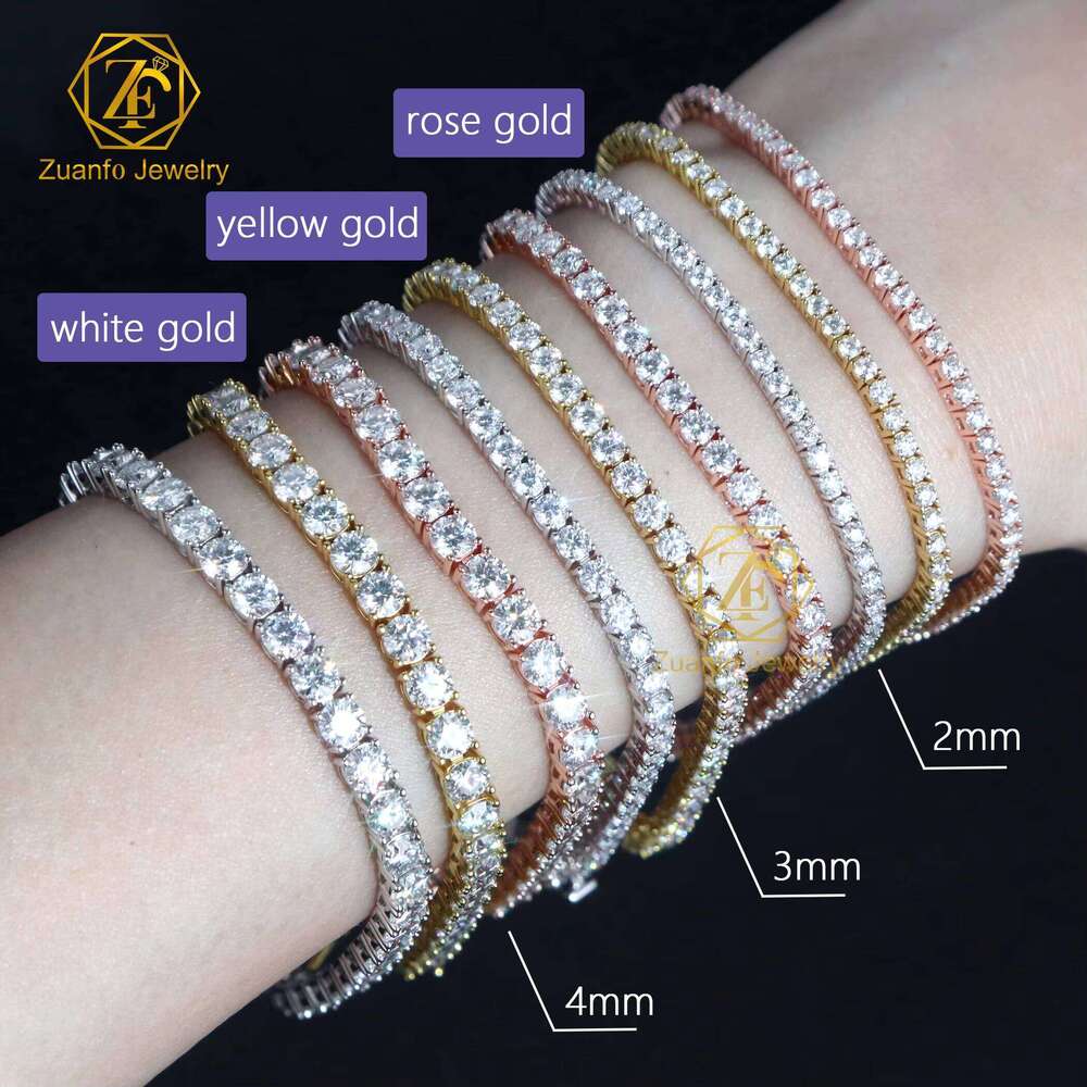 Wholesale 2 3 4 5 6.5 MM Hip Hop Fine Jewelry Necklace Sterling Cluster Iced Out Moissanite Dia Tennis Chain for Women