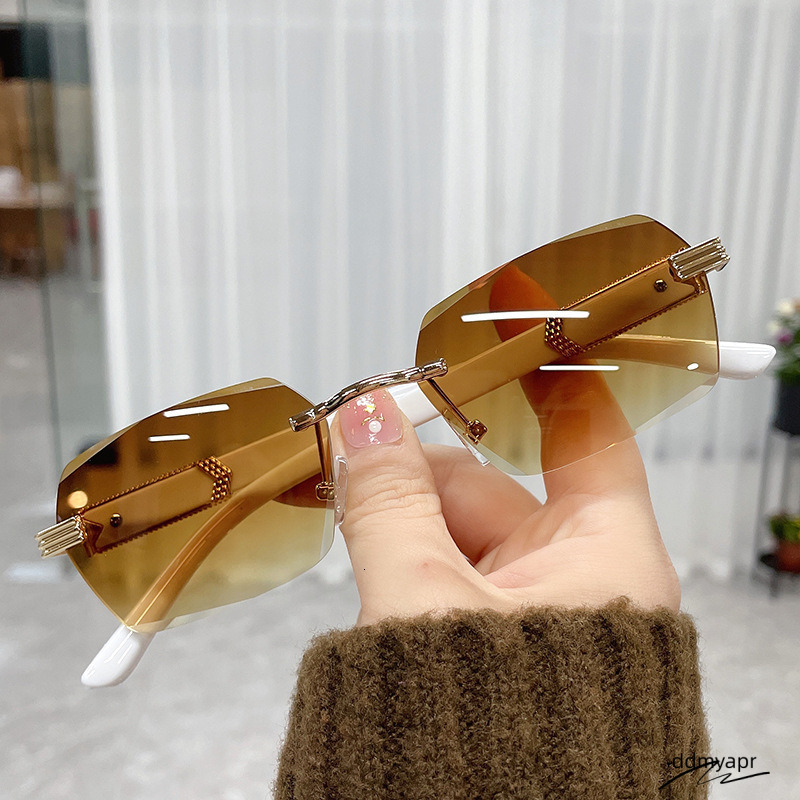 Designer For Women Men Gradient Square ddmydec Frameless Marble Sunglasses Polarized Goggle Pilot Frame Oversized Uv400 Eyewear Sk8201