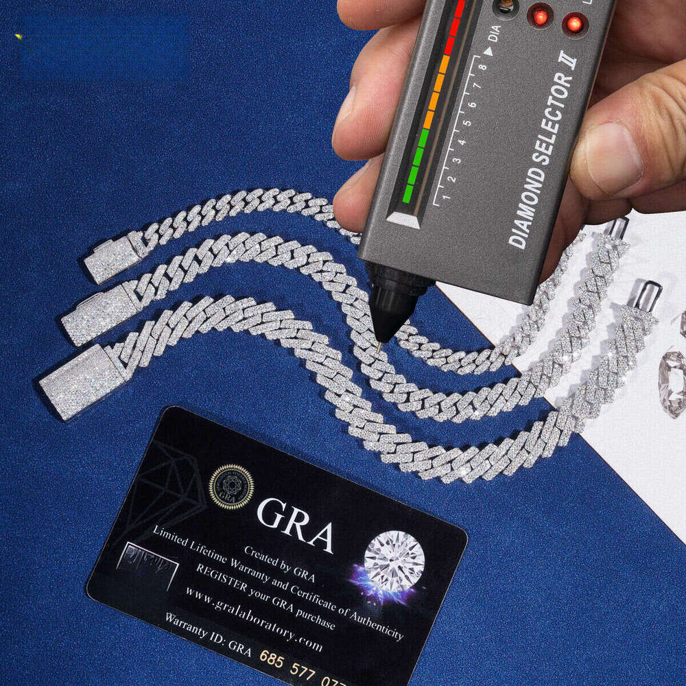 Hot Selling Hip Hop Jewelry 6mm 8mm 10mm Sterling Sier 14K Gold Iced Out Link Moissanite Cuban Bracelet