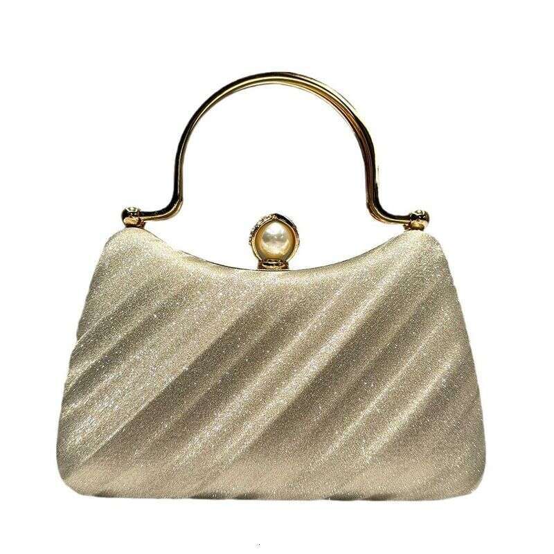 Gold Glitter Rhinestones Decorated Handbag Dress Women's Fashion Temperament Elegant Clutch Evening Bag