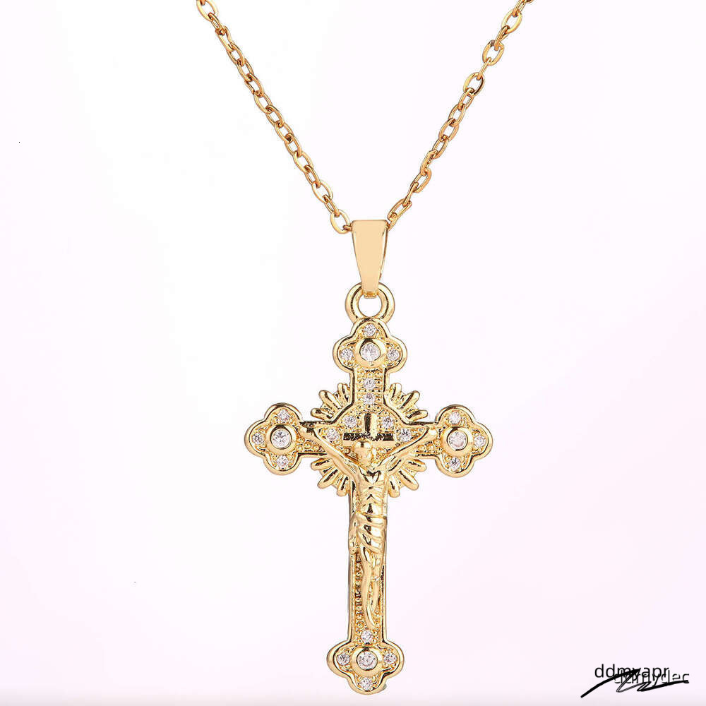 Collections Elegant Cross Pendant Necklace - Stainless Steel Dia-Cut Crucifix Chain For Women ddmydec (45Cm+5Cm Adjustable) ddmydec