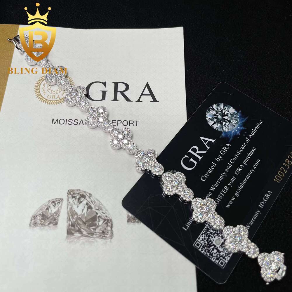 Pass Dia Tester Fine Jewelry 13mm Cross Sterling Sier Iced Out Moissanite Bracelet Men