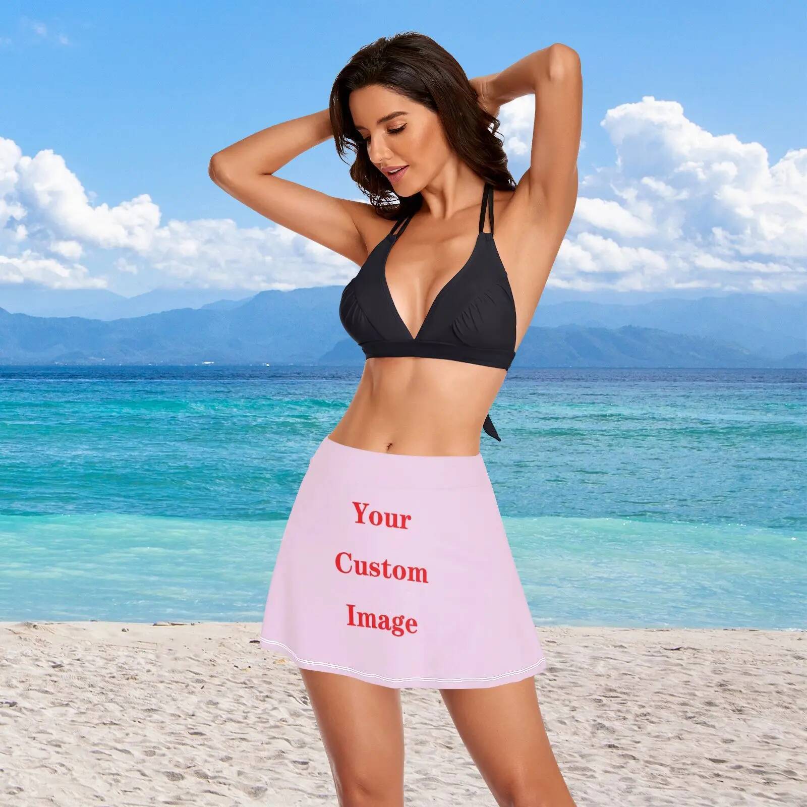 Swimming Bikini Bottom Customized images Women Summer Beachwear Brief Separate Swimwear Short Skirt Women's New