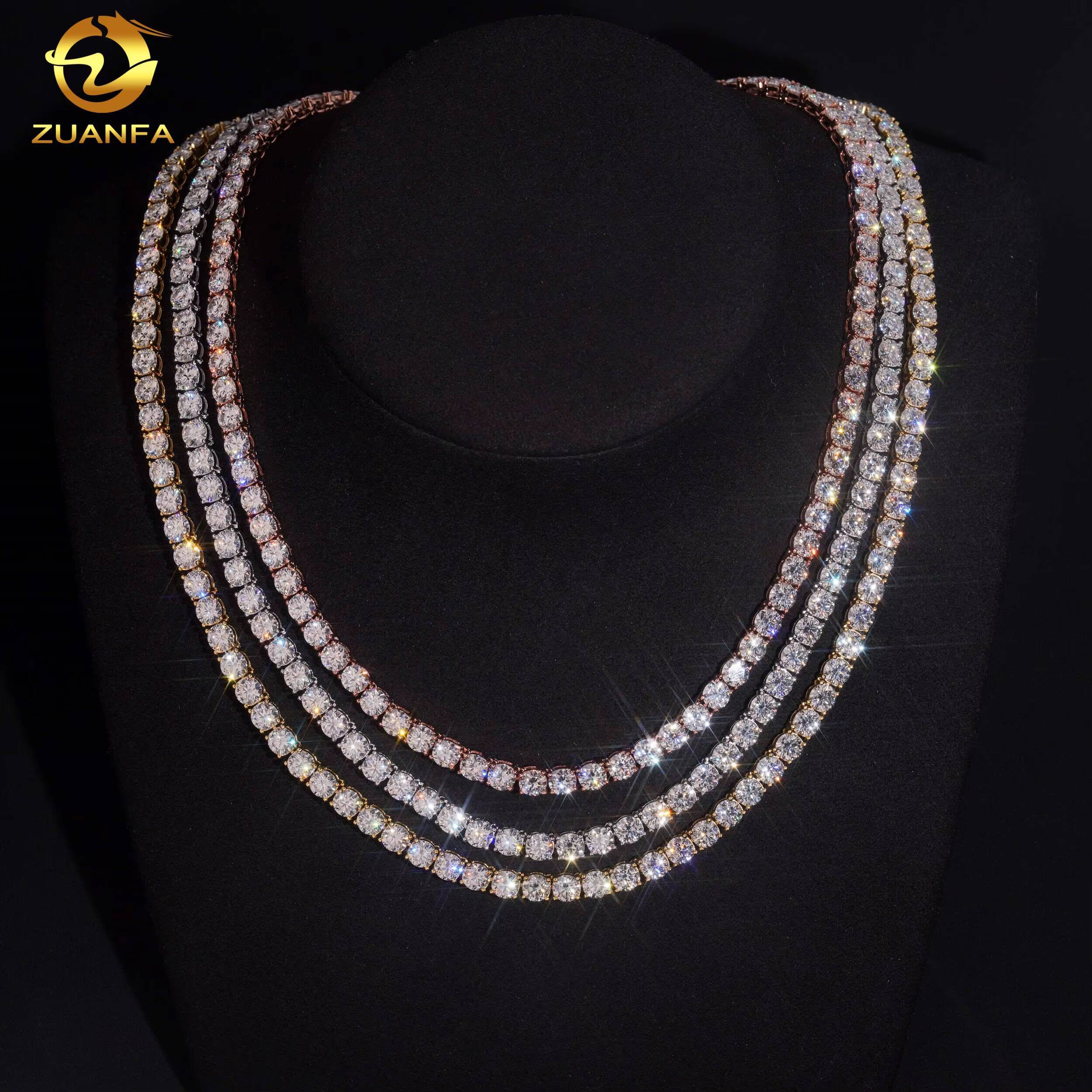 Iced Out Hip Hop Tennis Chain Jewelry Luxe 5MM Lab Grown Diamond Necklace 10K Rose Gold