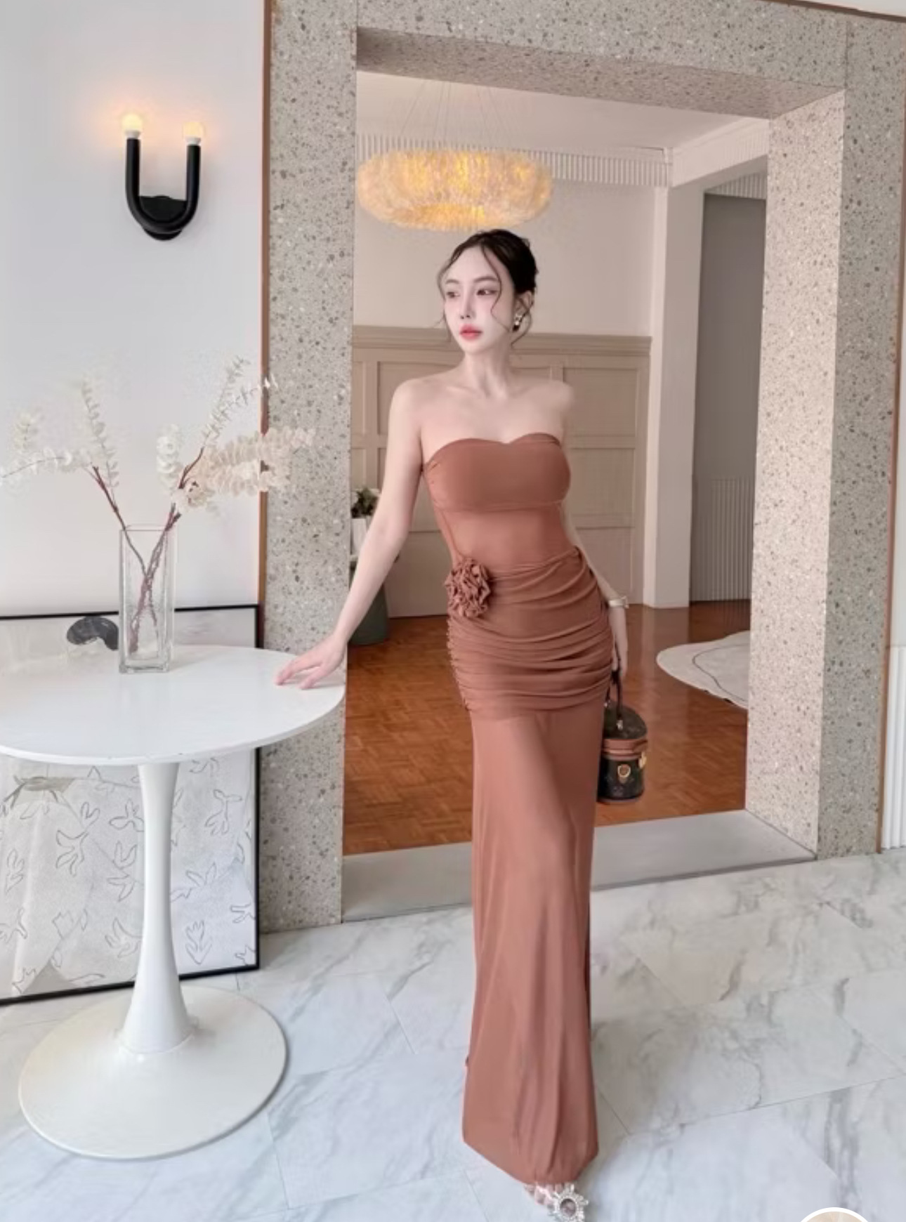 DR88 mesh tube top dress design slim temperament long skirt