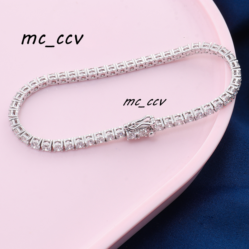 Fashion 5mm S925 Sterling Silver Tennis Chain Moissanite Factory Wholesale Custom Designer Bracelet for Women Men Bracelet