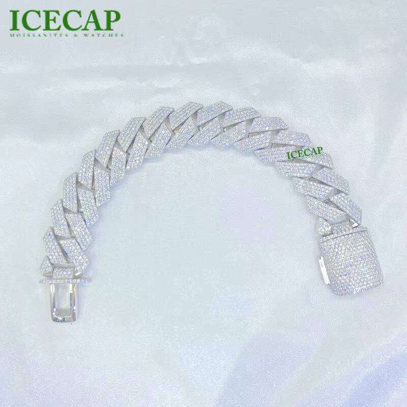 Wholesale 20MM VVS Moissanite Gold Plated Sier Bracelet Men Hip Hop Style Iced Out Dia Cuban Link Bracelets