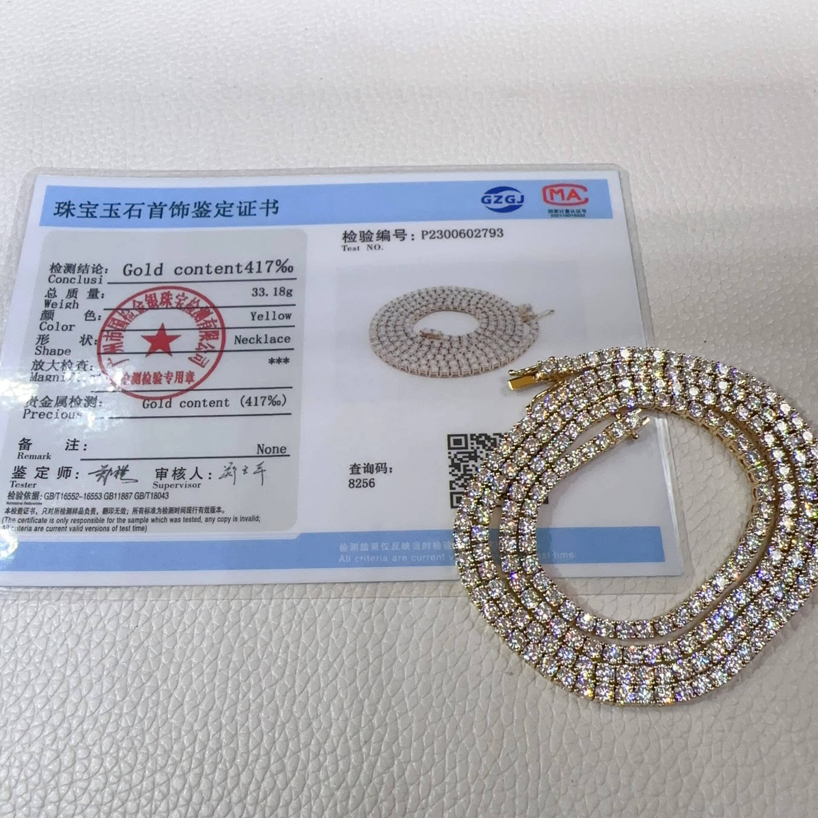 3MM Customized 10K Real Gold VVS Moissanite Lab Diamond Iced Out Jewelry Moissanite Lab Diamond Tennis Chain