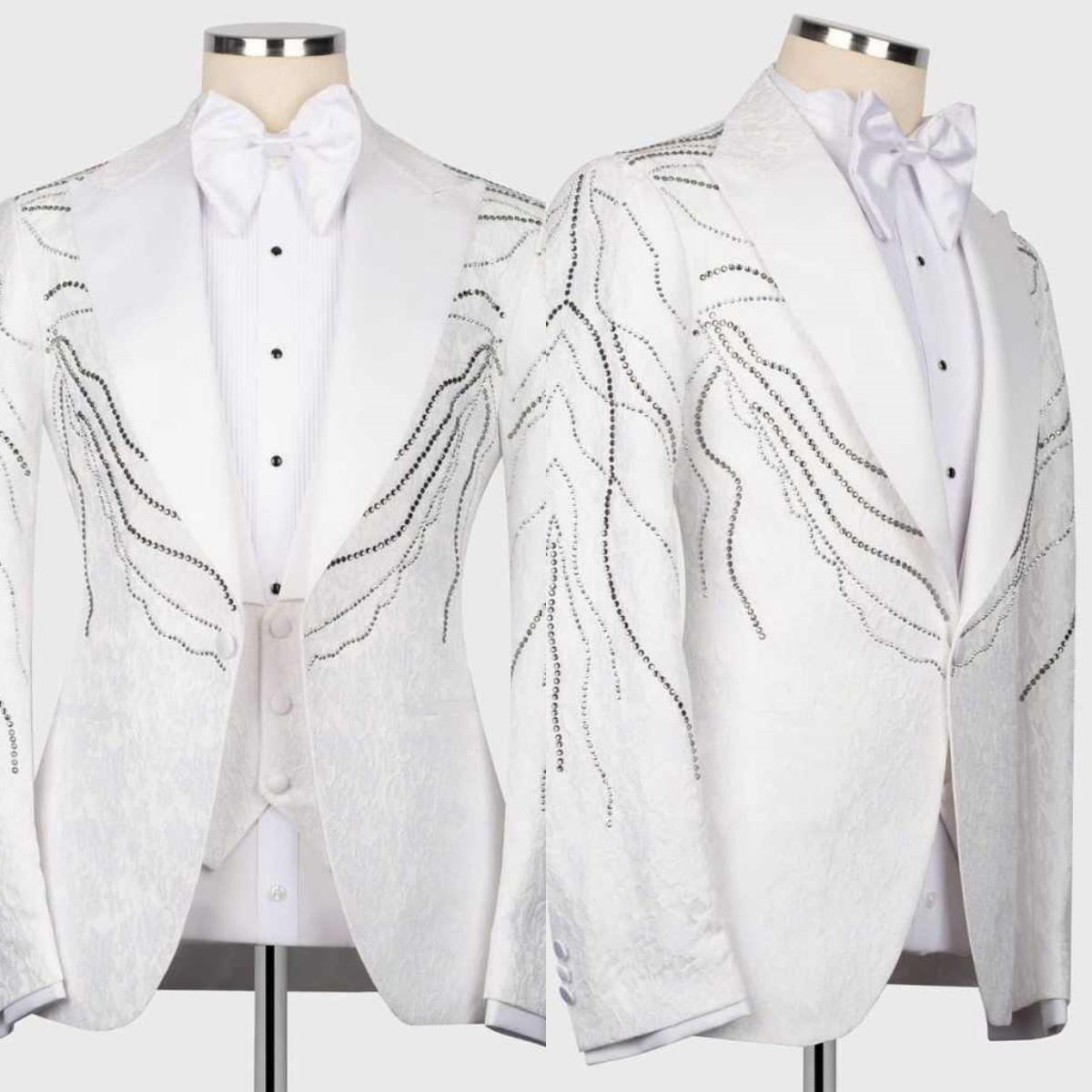 Stylish Men Suits 3 Pieces Peaked Lapel One Button Jacquard Jacket Blazers Formal Occasion Customized Tuxedos