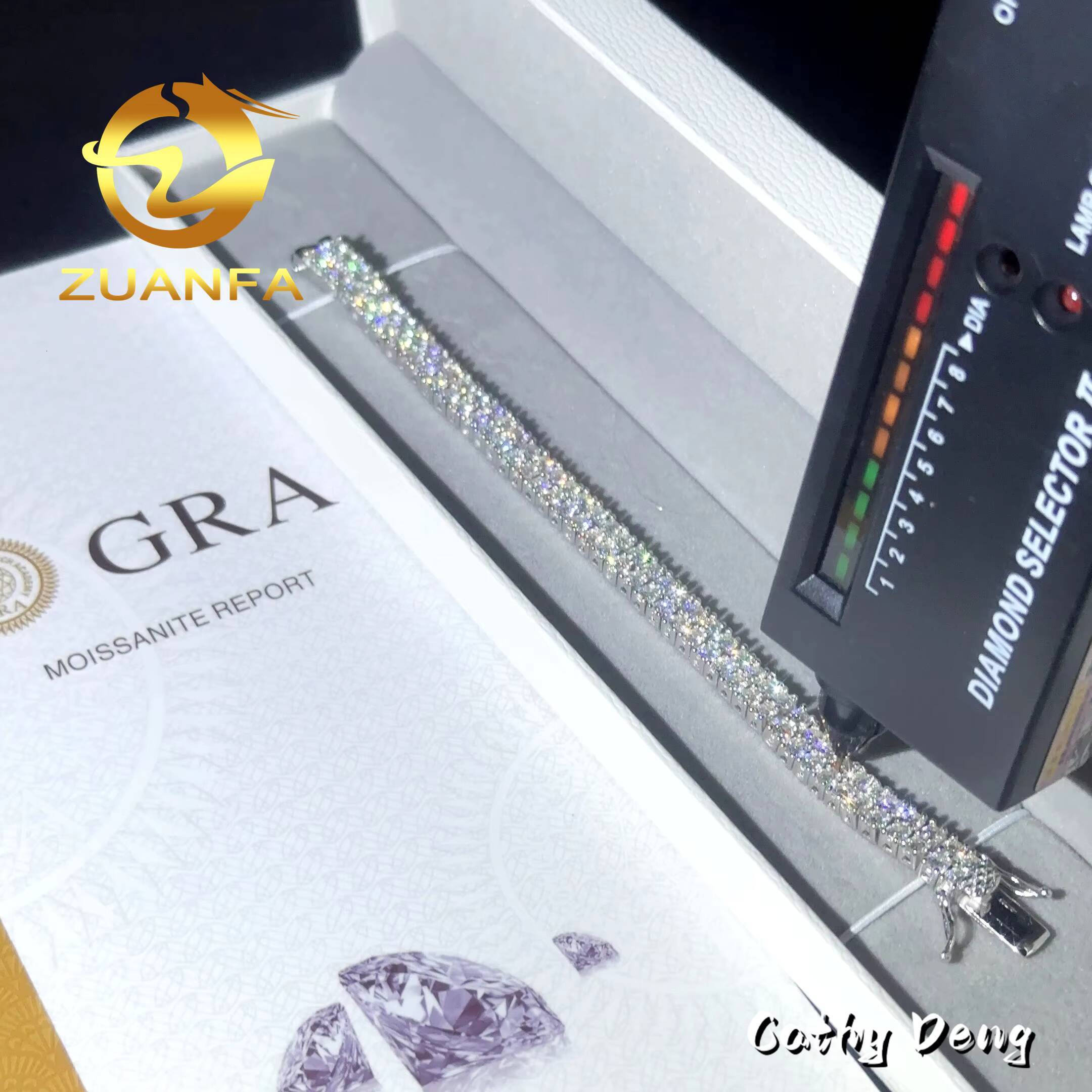 Fashion Jewelry 2 Rows 3mm Moissanite Tennis Bracelet Hip Hop Bracelet Silver 925 Pass Diamond Tester Iced Out Tennis Bracelet