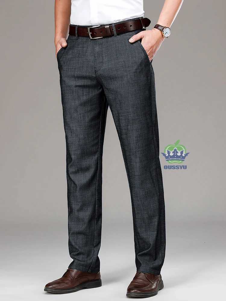 Brand Clothing Luxury Lyocell Fabric Mens Jeans Classic Business Straight Denim Pants Work Office Trousers Male Plus Size 40 42 W250905