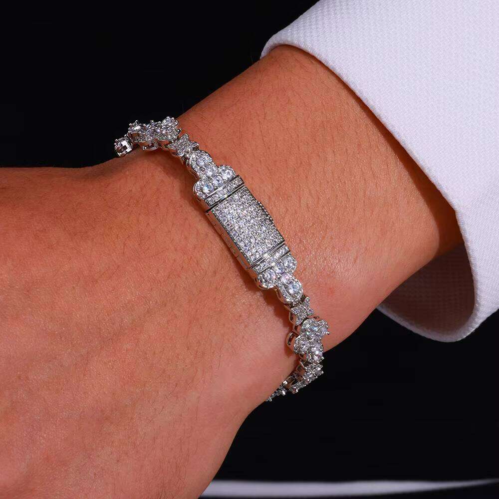 FineJewelry VVS Moissanite Dia Tennis Chain Bracelet for Women High Quality Gold Sier Star Shape Bling Hip Hop Style Religious
