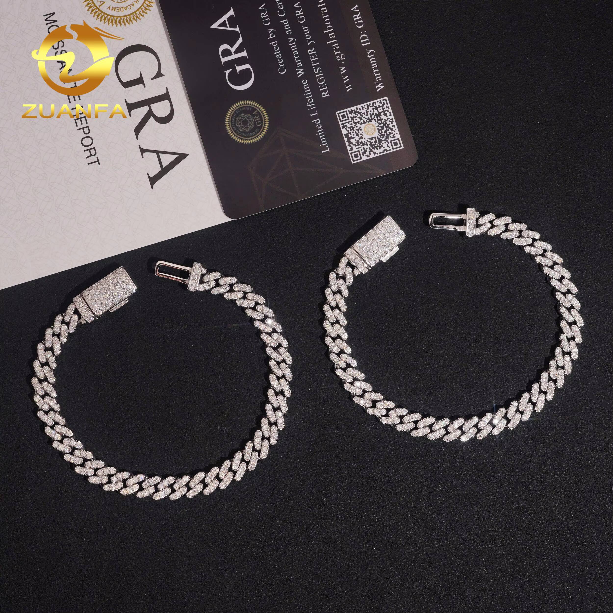 Hot Sale 6mm Custom Hip Hop Jewelry Necklace Iced Out Diamond 925 Sterling Silver VVS Moissanite Cuban Link Chain Bracelet USA