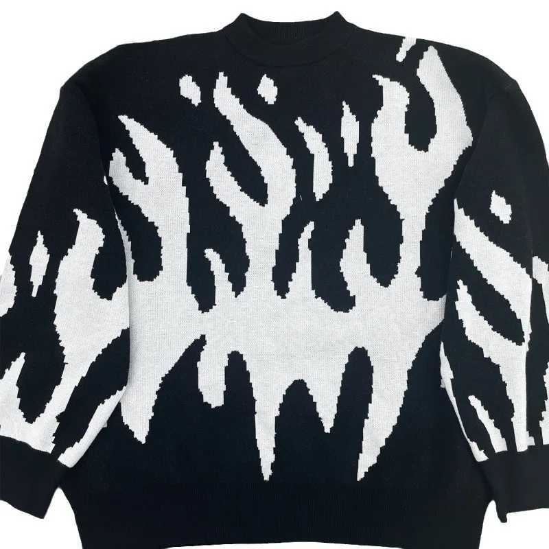 Autumn Winter Knitted Sweater Retro Fashion Hip Hop Men Women Pullovers Gothic High Street Y2k Long Sleeve Sweater Couples Tops Z250905
