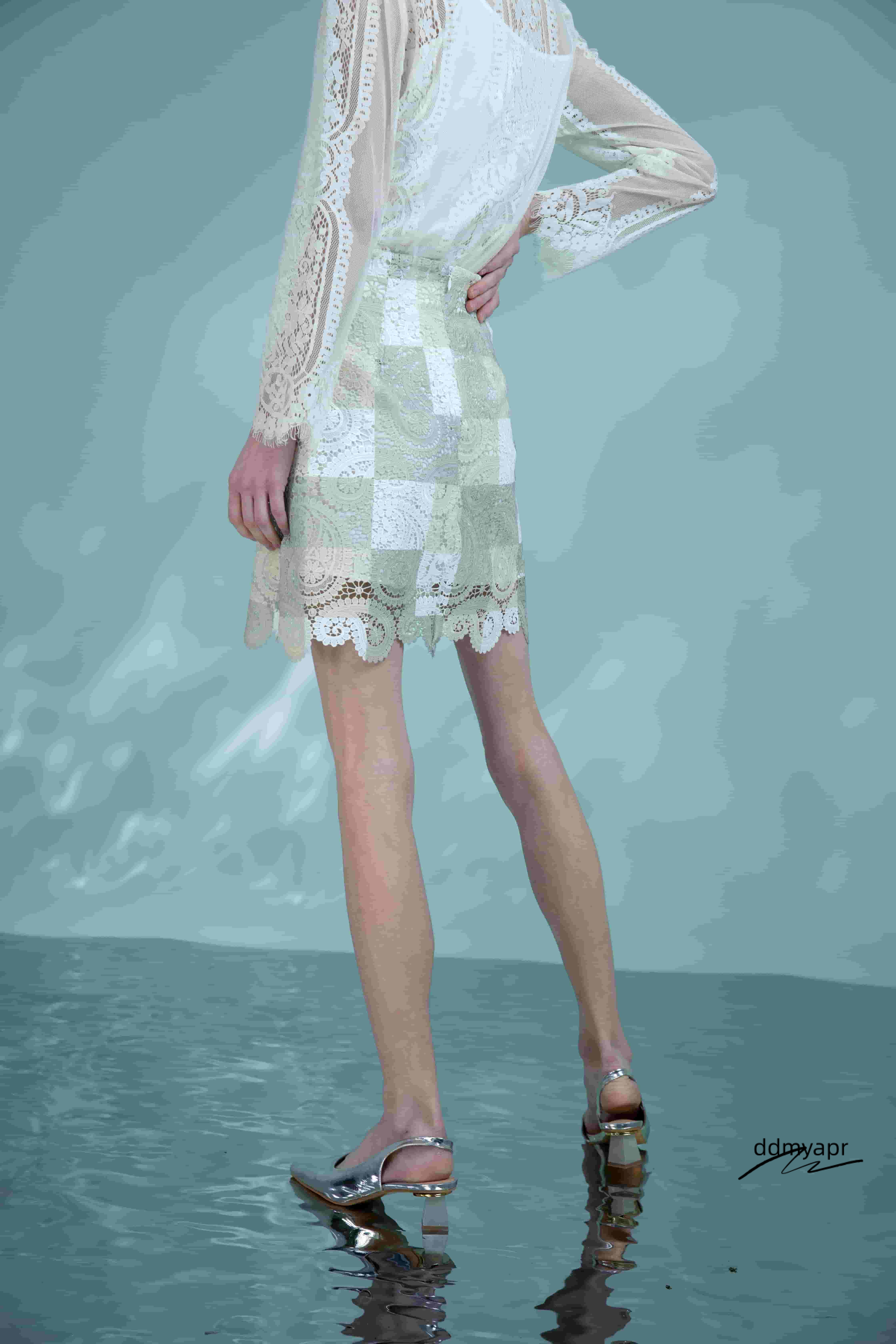 Women Colorful Lace Plaid Straight Short Skirts Elegant Ladies Hollow Out Trendy Zipper Work Wear Floral Pencil ddmyday Wrap Hips Mini Skirt 6111017