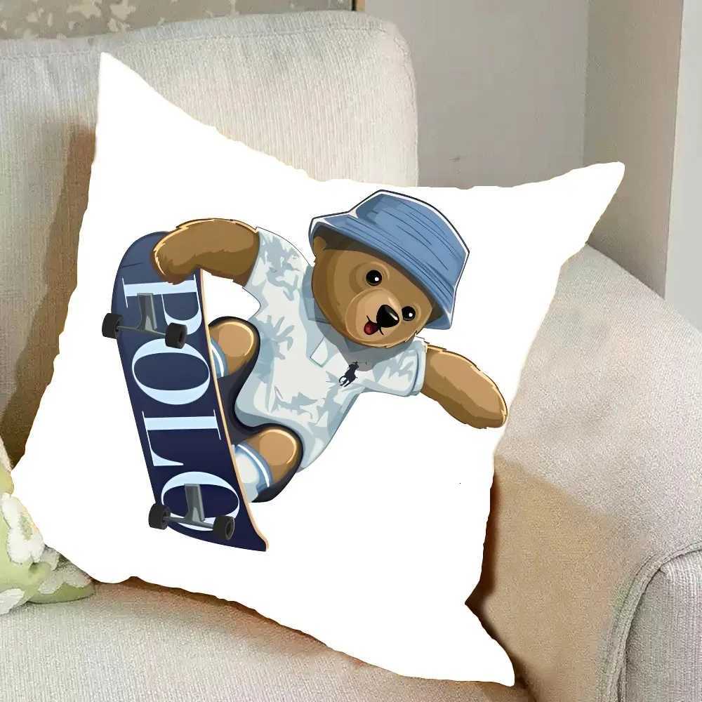 BaronFFilou Nordic Luxury Bear Cushion Geometric Linen Art Playful Home Decor Premium Soft Durable Machine Washable Kids Room Living 1 Y250906