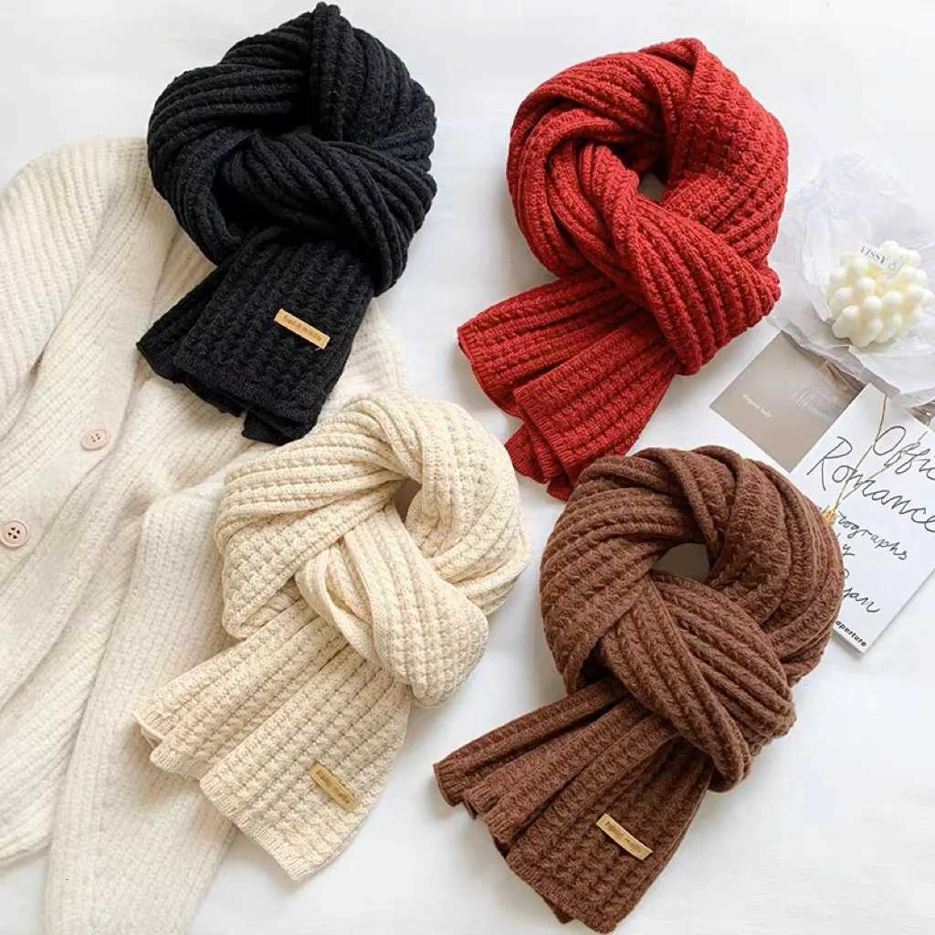 Sweet Knitted Scarf For Women Girls Students New Autumn Winter Solid Color Warm Scarves Soft Knitting Shl Female Wr ShlsXJ250905