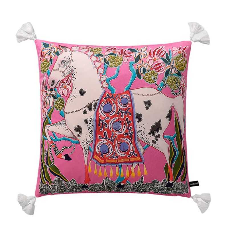 Luxury Morbido In Velluto A Cuscino Copertina Stampa Di Cavallo Floro Shell She…