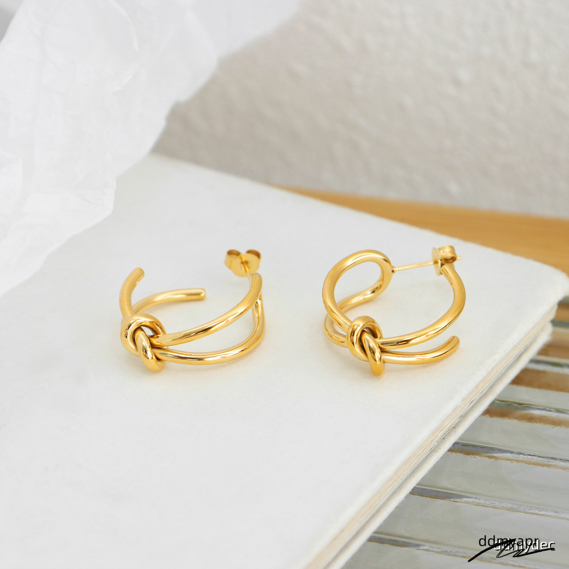 Designer Lady Stainless Steel Gold ddmydec Knot Earrings For Women C-Shaped Light Jewelry Wholesale ddmydec
