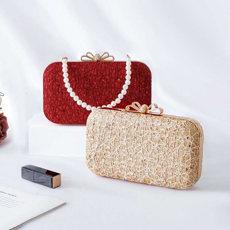 New Style Cheongsam With Bowknot Lace Sequins Evening Clutch Socialite Dress Bag Banquet Handbag