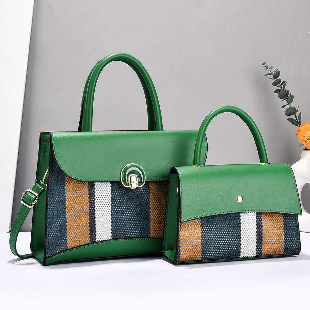 Mother and Child Large Handbag Two-Piece Set Striped New Taizhou Women's Bag Single Shoulder Bags