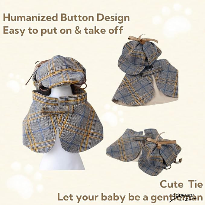 Dog Costume-Cute Detective Pet Clothes Set Ddmydec Halloween Cosplay Party Outfit Winter Fashion Cape Cloak Hat For Small Medium Dog, Cat Kitten XXL A
