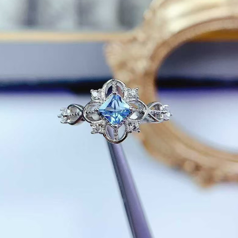 Real 925 silver topaz ring natural topaz with certificate 18K gold plated sterling silver gemstone ring