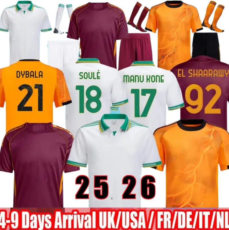 Roma 24 25 Maglia Calcio Abraham Dybala Paredes Mancini E. 26 Uomo Bambino LE F…
