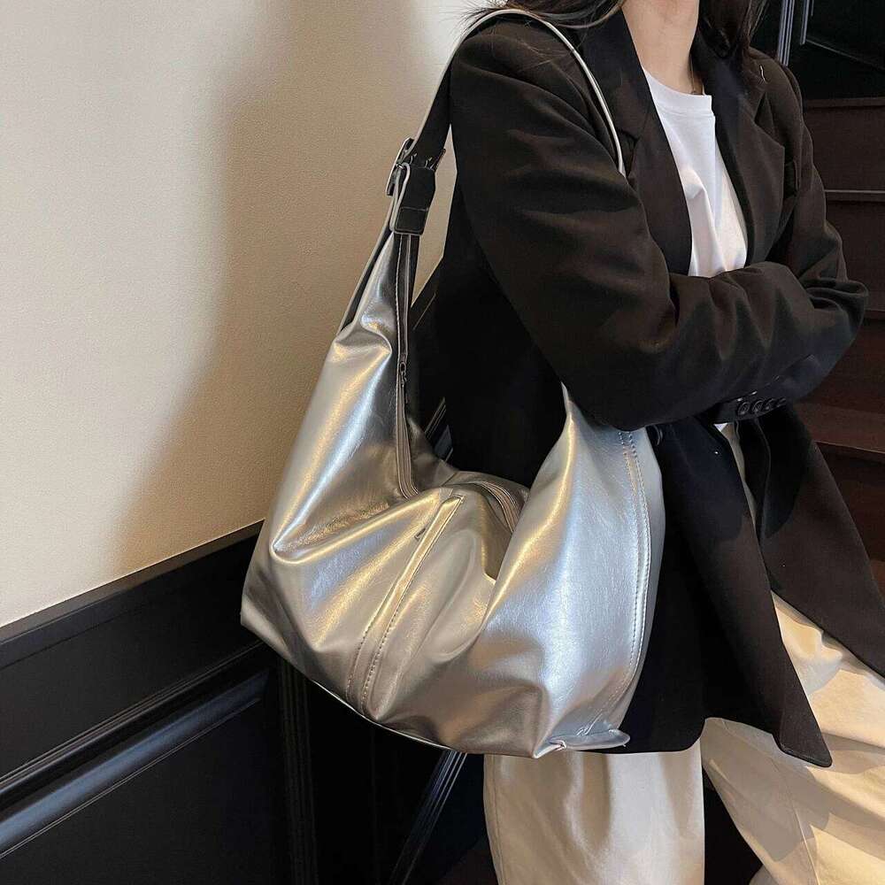 Slarge Capacity PU Leather Shoulder Women Big Sier Crossbody New In 2025 Solid Simple Hobos Bags Female Packages
