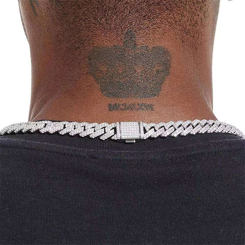 D Color Moissanite Necklace Round Cut Hip Hop Cuban Chain Style