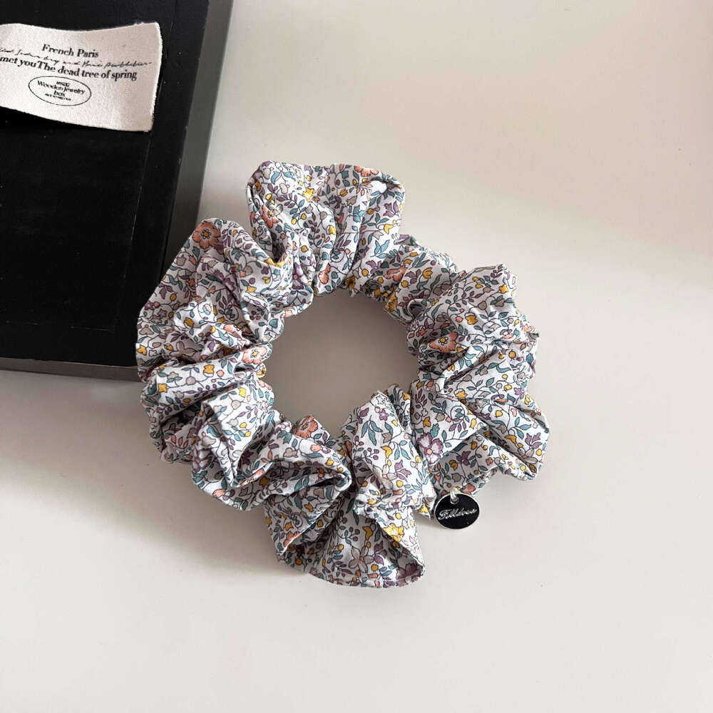 DH collections French Floral Cotton Pig Fat Scrunchie Versatile Girl Bun Accessory Pastoral Style Hair Tie