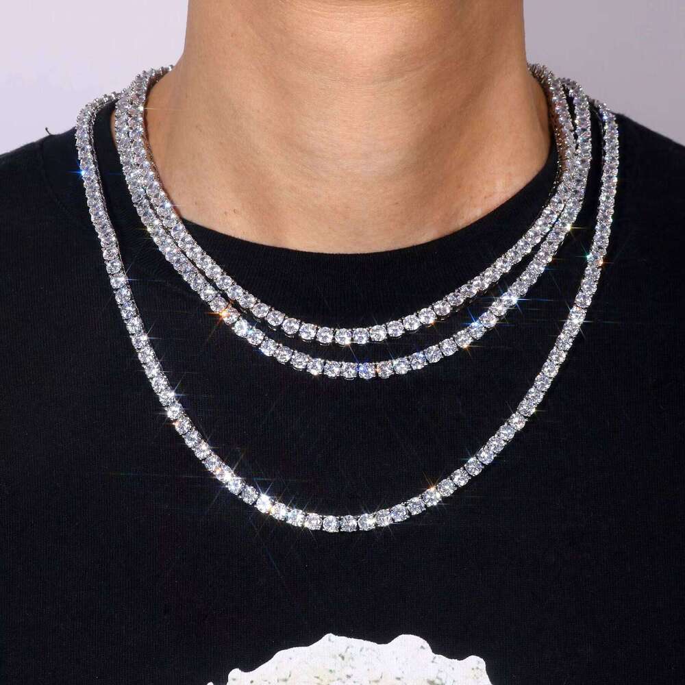 Wholesale Price S Sier GRA Dia Moissanite Tennis Chain Necklace 2MM to 6MM Sizes Available