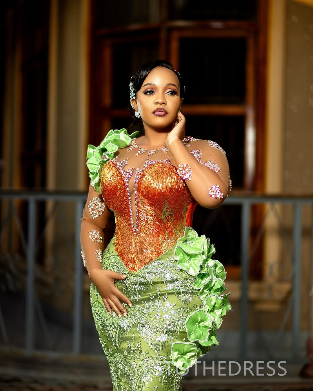 Plus Size Green Prom Dress 2025 Evening Dresses Elegant Dresses For Special Occasions Illusion Beaded Lace Tassel Birthday Dress Second Reception Gown