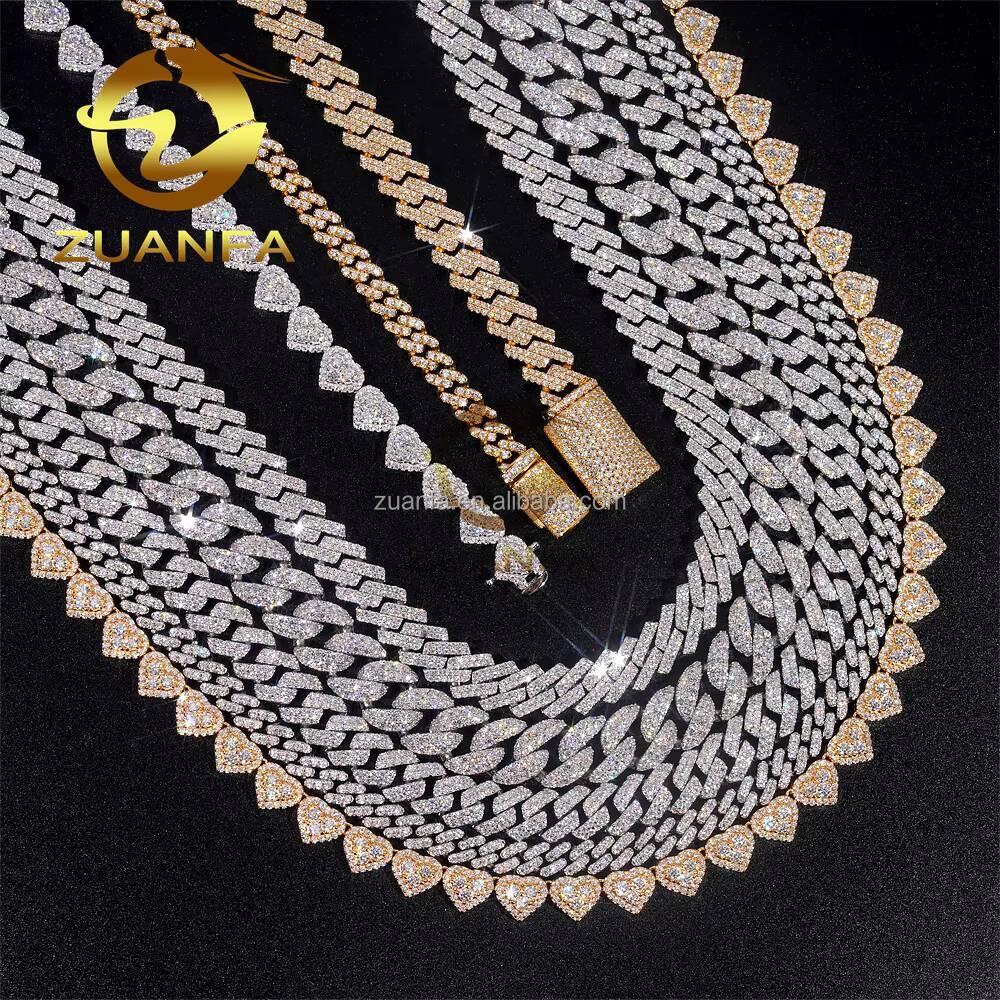 Cheap Price 8MM 10MM 12MM 13MM Vvs Moissanite Cuban Link Bracelet Men Fast Delivery Hip Hop Style Iced Out Diamond Cuban Chain